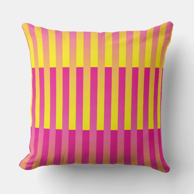 Coussin Motif rayé orange jaune rose (Recto)