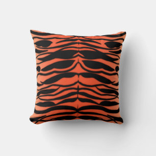 Coussin Motif rayé peau de tigre en orange papaye