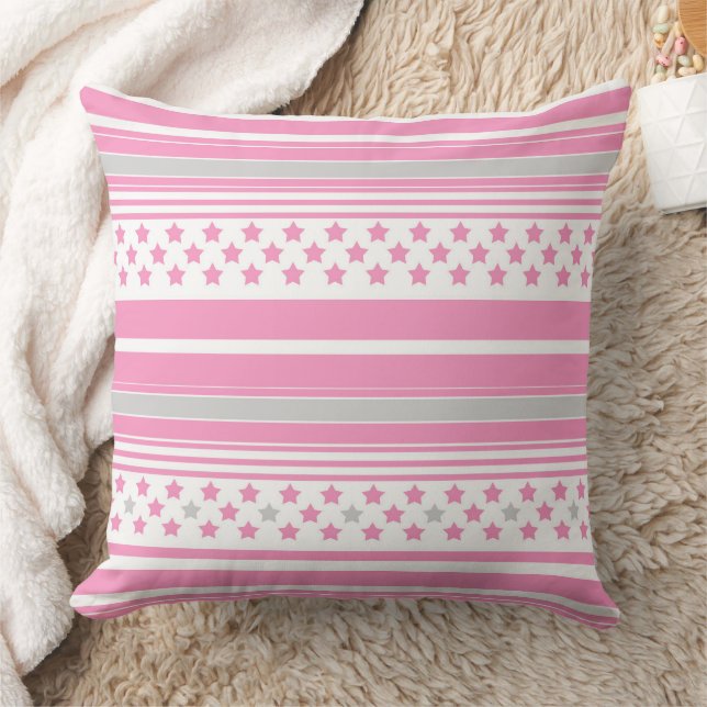Coussin Motif rayé rose avec étoiles (Couverture)
