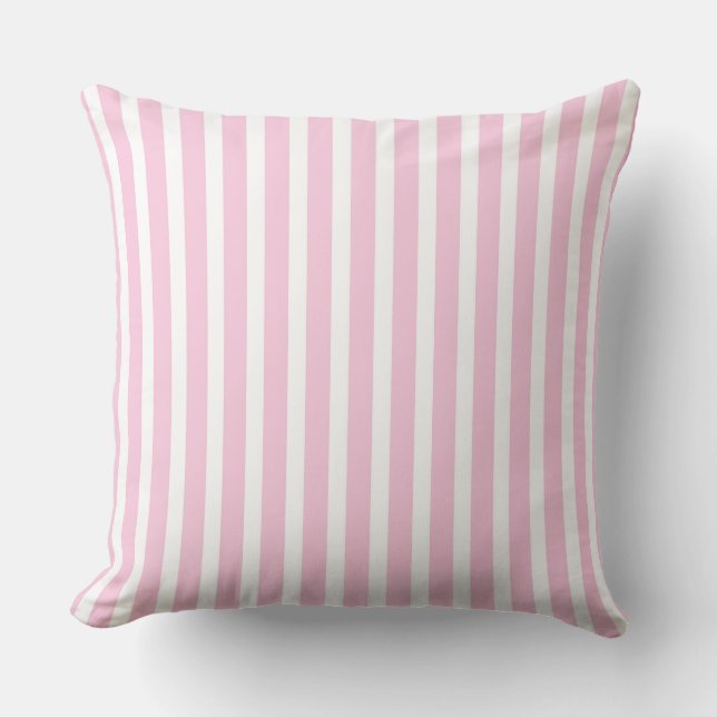 Coussin Motif rayé rose et blanc avec bande verticale (Recto)