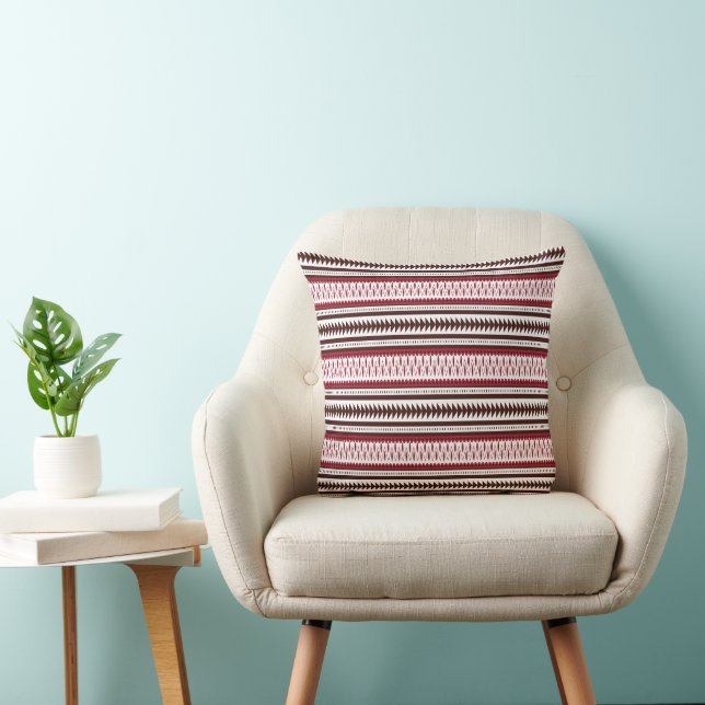 Coussin motif rayé rouge et blanc (Chaise)