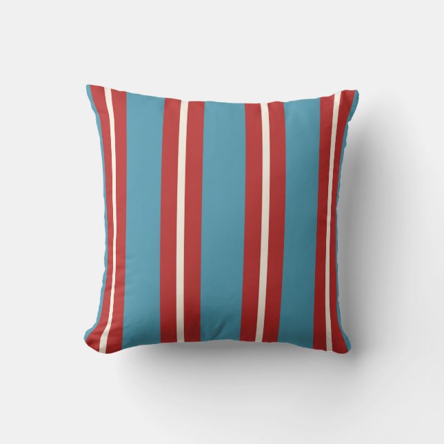 Coussin Motif rayé rouge et bleu vibrant Design Moderne (Recto)