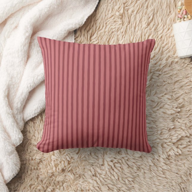 Coussin Motif rayé rustique rouge toutes couleurs (Couverture)