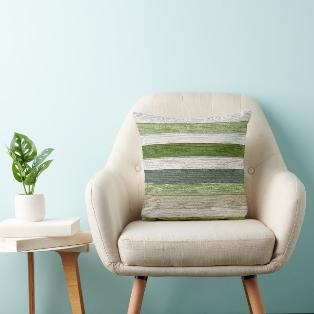 Coussin Motif rayé vert et crème (Chaise)