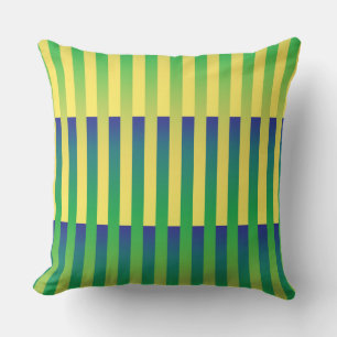 Coussin Motif rayé vert jaune bleu