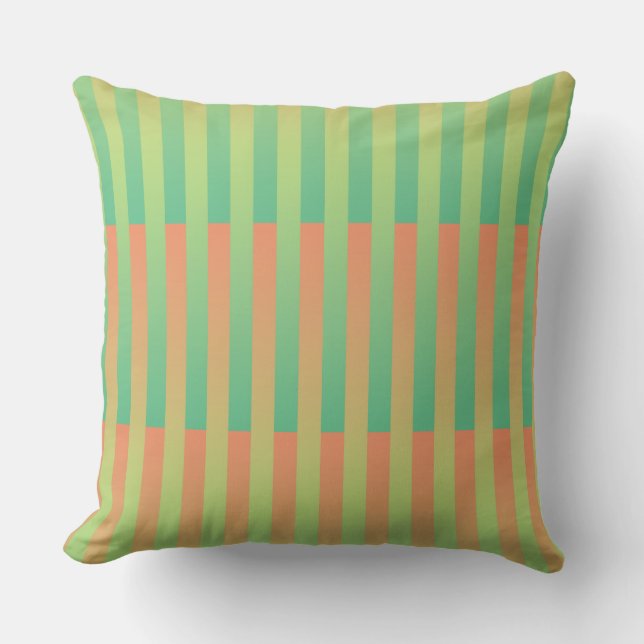 Coussin Motif rayé vert orange (Recto)