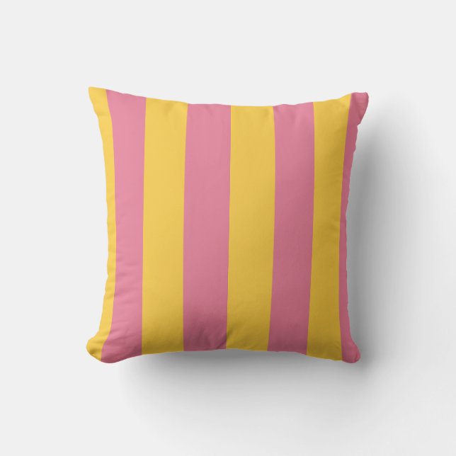 Coussin Motif rayé vertical rose et jaune vibrant (Recto)