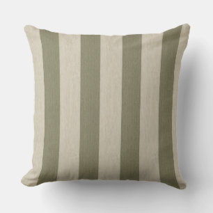 Coussin Motif rayé vertical vert sauge gras et crème