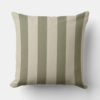 Coussin Motif rayé vertical vert sauge gras et crème