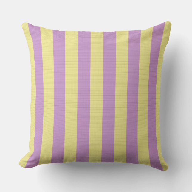 Coussin Motif rayé violet et jaune (Recto)