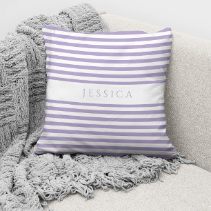 Coussin Motif rayé violet moderne personnalisé
