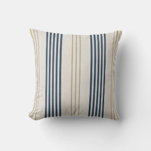 Coussin Motif rayure à petits carreaux bleu marine classiq