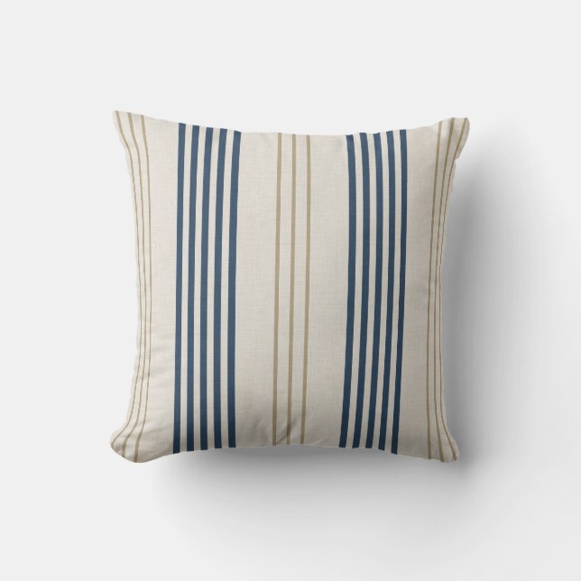 Coussin Motif rayure à petits carreaux bleu marine classiq (Recto)