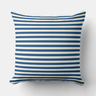 Coussin Motif rayure bleue et blanche moderne d'un demi-po