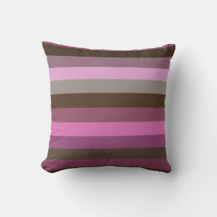 Coussin Motif rayure rétro Mauve et Chocolat Cozy