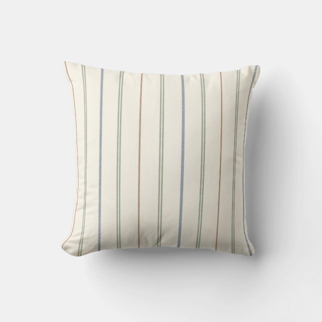 Coussin Motif rayure verticale fine Bohème Neutre Terreux (Recto)