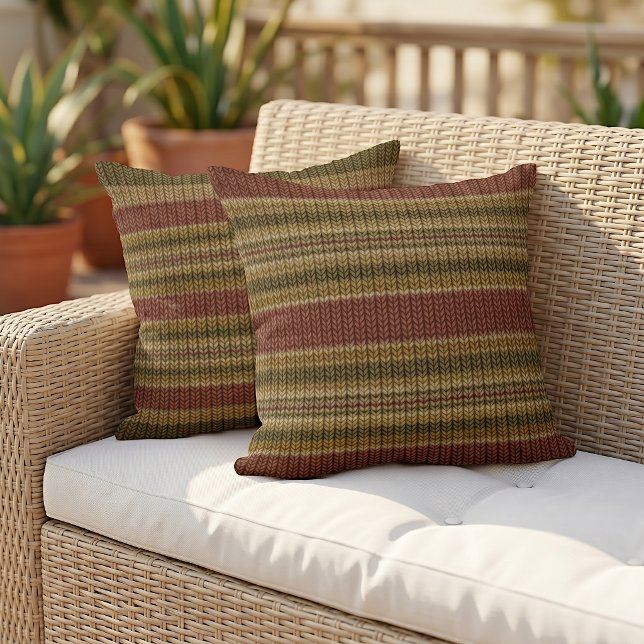 Coussin Motif rayures automne vintage rustique cosy (Créateur téléchargé)