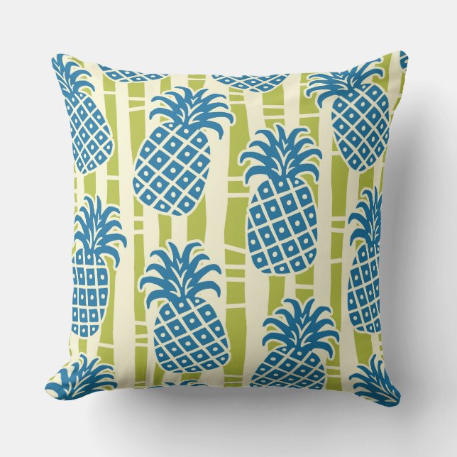 Coussin Motif rayures bambou ananas Tiki (Recto)