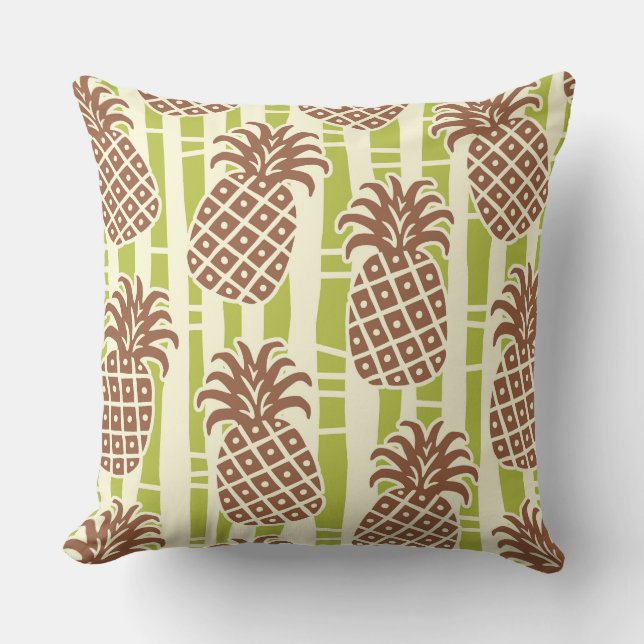 Coussin Motif rayures bambou ananas Tiki (Recto)