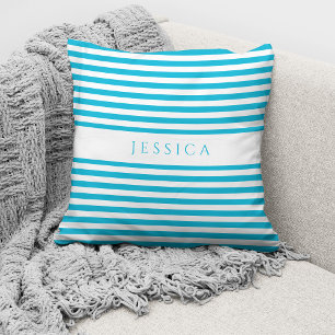 Coussin Motif rayures bleu sarcelle moderne Nom