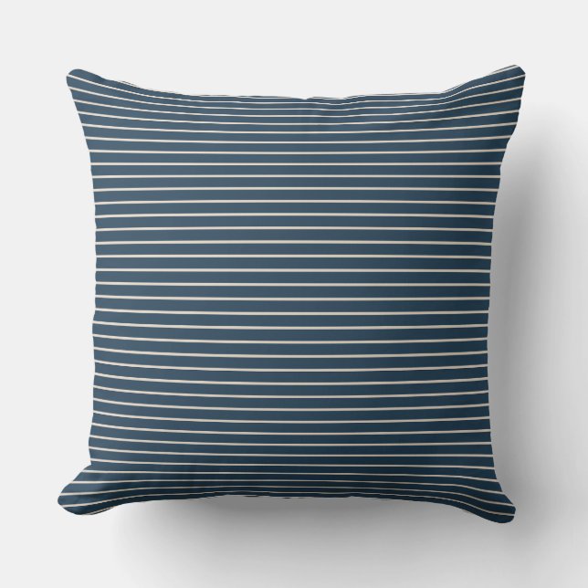 Coussin Motif rayures bleues et blanches de style nautique (Recto)