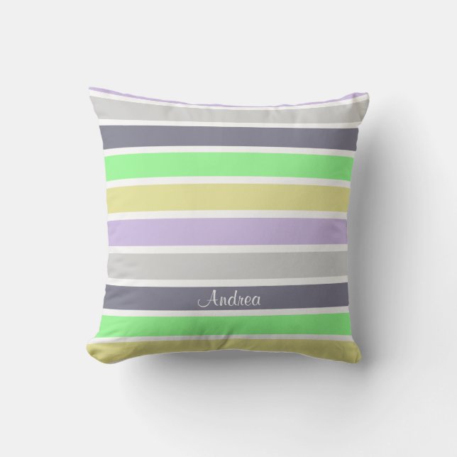 Coussin Motif rayures pastel personnalisé (Recto)