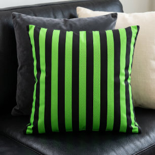 Coussin Motif rayures vert lime et noir