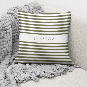 Coussin Motif rayures vertes modernes personnalisé