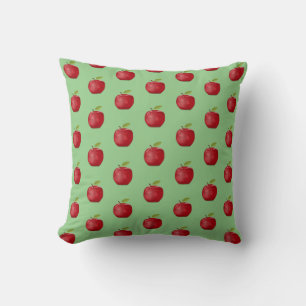 Coussin Motif Red Apple sur Light Lime Green
