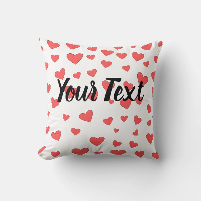 Coussin Motif Red Hearts avec nom personnalisé (Recto)
