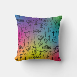 Coussin Motif religieux de la Croix arc-en-ciel