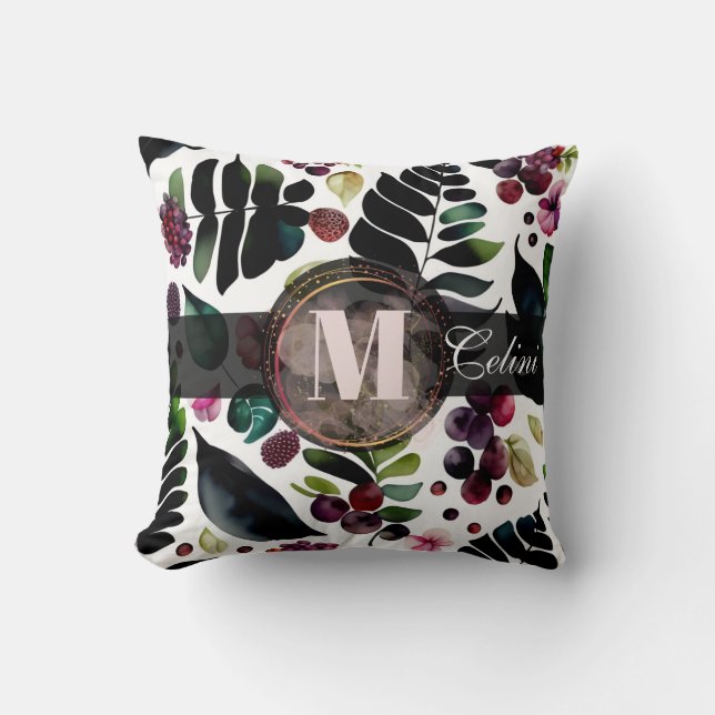 Coussin Motif répétable à l'aquarelle de belles fleurs (Recto)