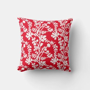 Coussin Motif répété Floral Rouge Et Blanc