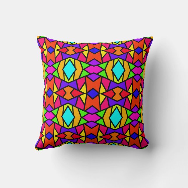 Coussin Motif Répété Géométrique Patchwork de Couleurs de  (Verso)