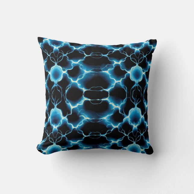 Coussin Motif répétitif de synthèse électrique bleue (Recto)