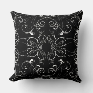 Coussin Motif Répétitif Floral Délicat en Blanc sur Fond N