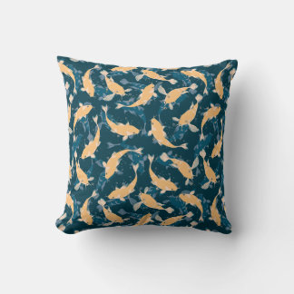 Coussin Motif Répétition Vert Et Jaune | Koi Fish Motif