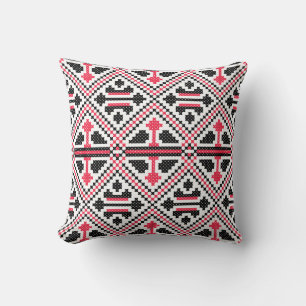Coussin Motif rétro à point rouge et noir
