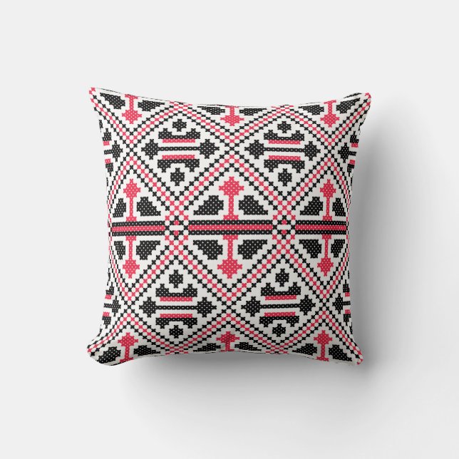 Coussin Motif rétro à point rouge et noir (Recto)