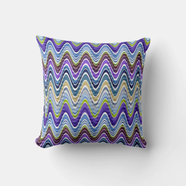 Coussin Motif Retro Chevron et Wavy Stripes (Recto)