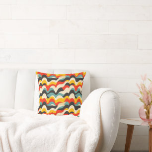 Coussin Motif rétro couleur vague