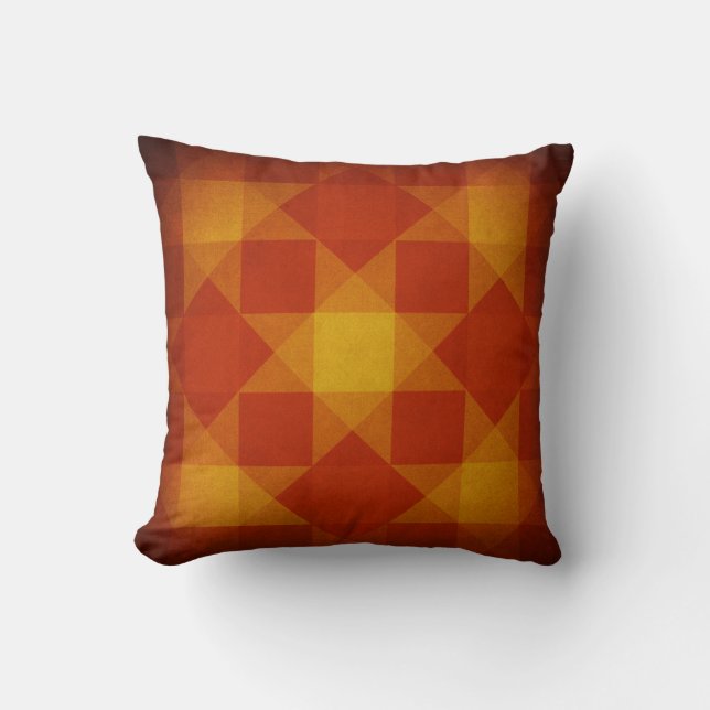 Coussin Motif rétro en diamant rouge et jaune (Recto)