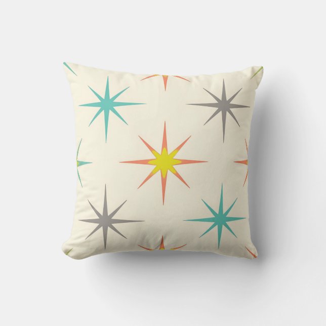 Coussin Motif rétro en explosion de milieu de siècle (Recto)