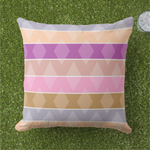 Coussin Motif rétro géométrique rayé multicolore