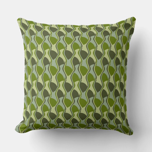 Coussin Motif Rétro Green Wave (Recto)