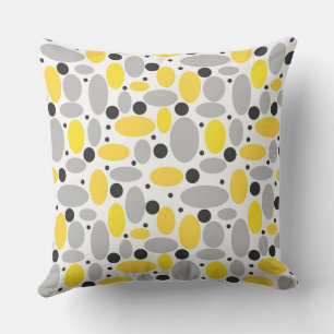 Coussin motif rétro haricot gris jaune pour décoration à d