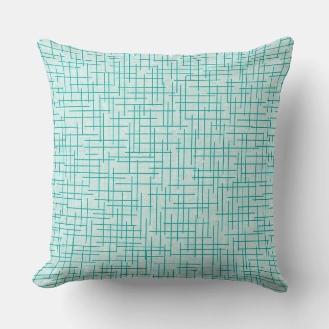 Coussin motif rétro lignes de toile de jute (Recto)