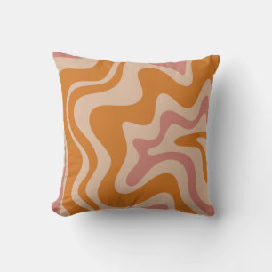 Coussin Motif rétro Liquid Swirl Trippy Orange & Thulian