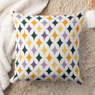 Coussin Motif Rétro Milieu de Siècle à Treillis Diamant