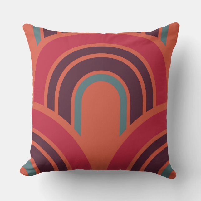 Coussin Motif Retro Orange Brown Maroon Cinquante ans (Recto)